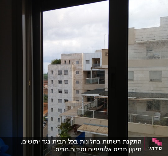 רשת שקופה בחלון המטבח